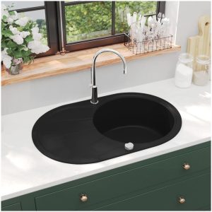 Diskho granit enkel oval svart vidaXL