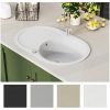Diskho granit enkel oval vit vidaXL Enkel – miniatyr 3
