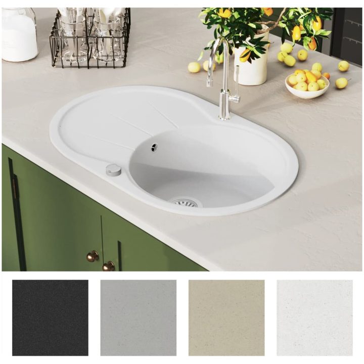 Diskho granit enkel oval vit vidaXL Enkel – bild 3