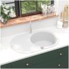 Diskho granit enkel oval vit vidaXL Enkel – miniatyr 1