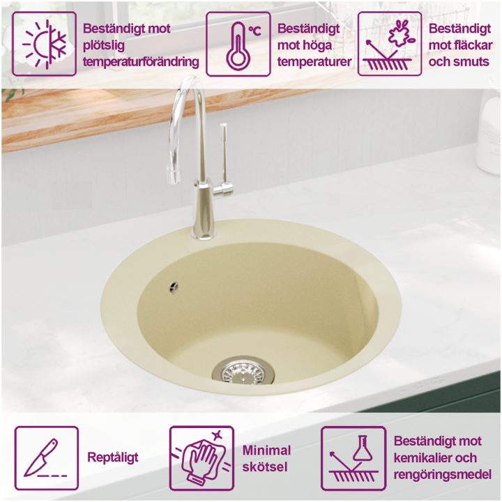 Diskho granit enkel rund beige vidaXL – bild 9