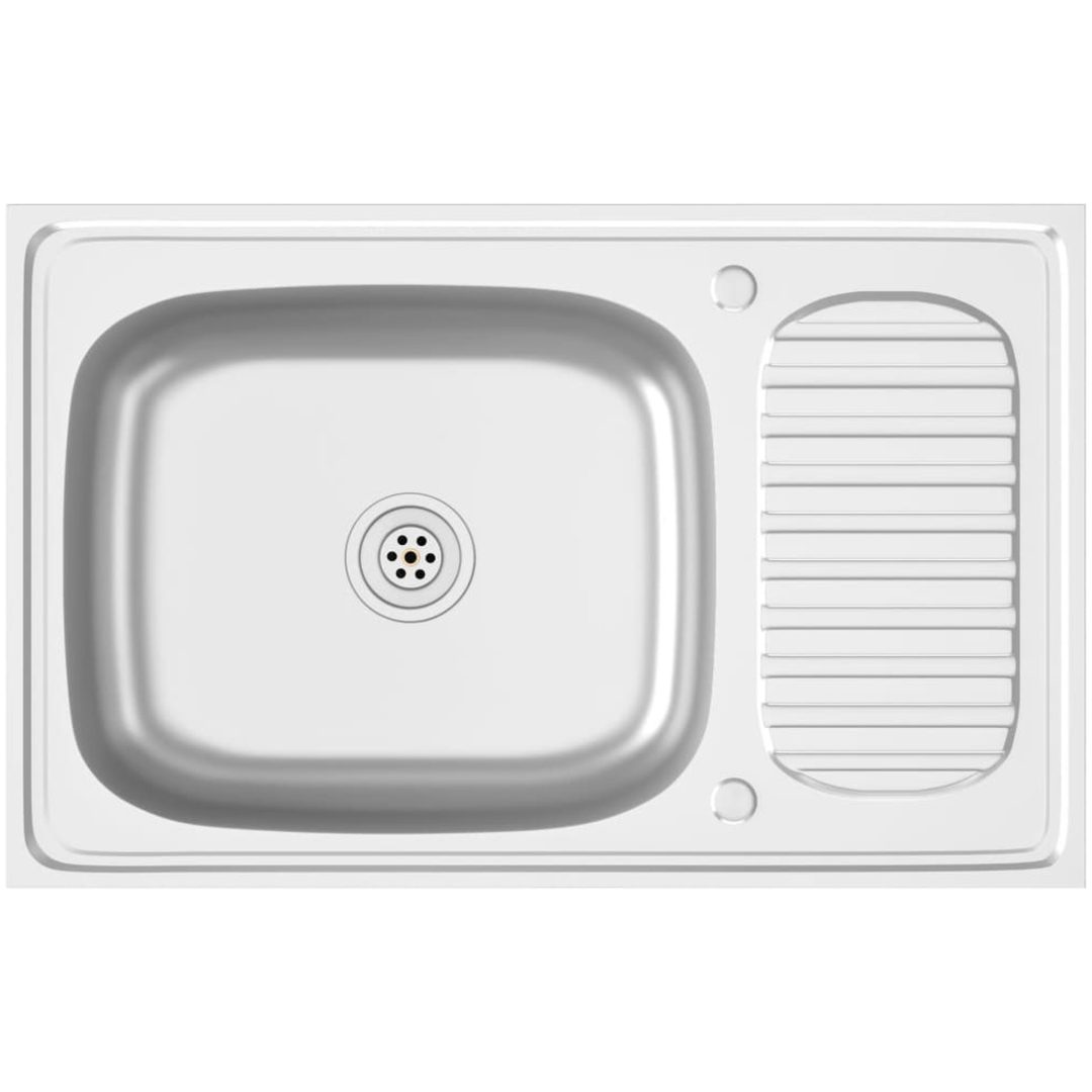 Diskho med avrinningsyta silver m rostfritt stål vidaXL 800 x 500 x 155 mm – bild 2