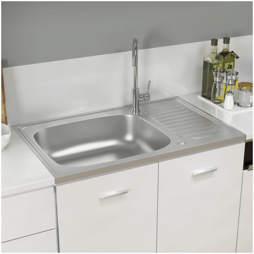 Diskho med avrinningsyta silver m rostfritt stål vidaXL 800 x 500 x 155 mm – bild 3
