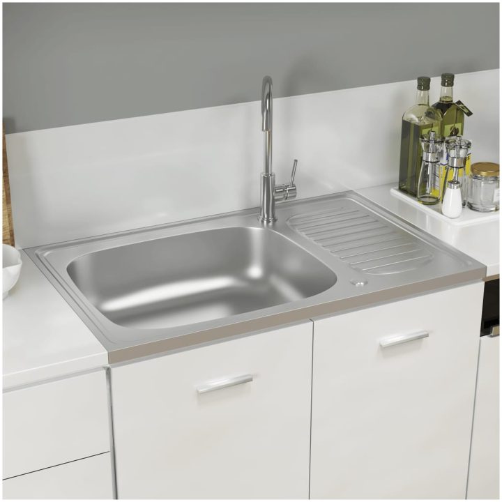 Diskho med avrinningsyta silver m rostfritt stål vidaXL 800 x 500 x 155 mm – bild 3