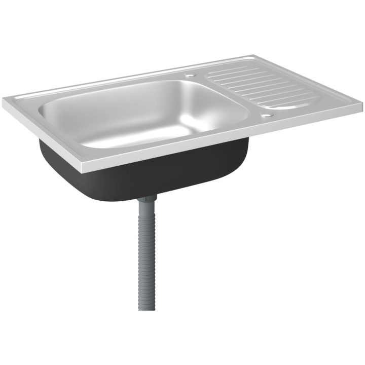 Diskho med avrinningsyta silver m rostfritt stål vidaXL 800 x 500 x 155 mm – bild 5