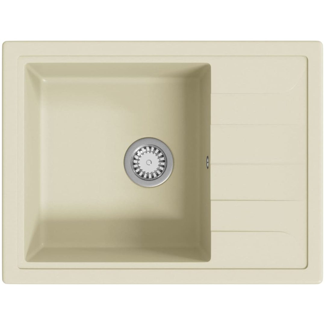 Diskho med bräddavlopp oval beige granit vidaXL – bild 2