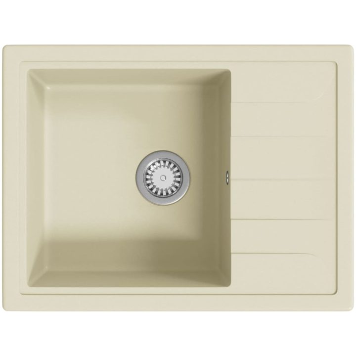 Diskho med bräddavlopp oval beige granit vidaXL – bild 2