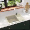 Diskho med bräddavlopp oval beige granit vidaXL – miniatyr 1