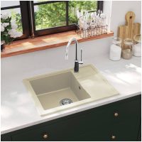 Diskho med bräddavlopp oval beige granit vidaXL