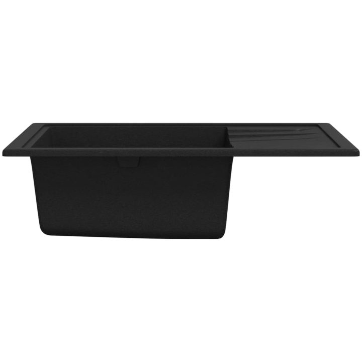Diskho med bräddavlopp oval svart granit vidaXL – bild 5