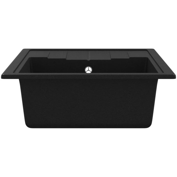 Diskho med bräddavlopp oval svart granit vidaXL – bild 6