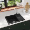 Diskho med bräddavlopp oval svart granit vidaXL – miniatyr 1