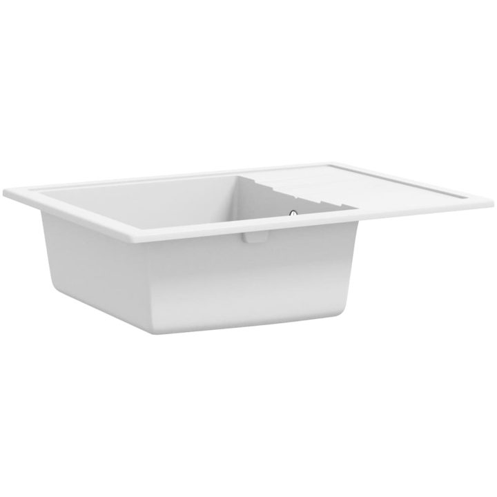 Diskho med bräddavlopp oval vit granit vidaXL – bild 4