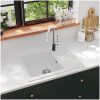 Diskho med bräddavlopp oval vit granit vidaXL – miniatyr 1