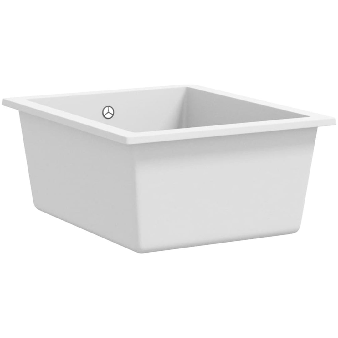 Diskho med bräddavlopp vit granit vidaXL 380 x 460 x 194 mm – bild 3