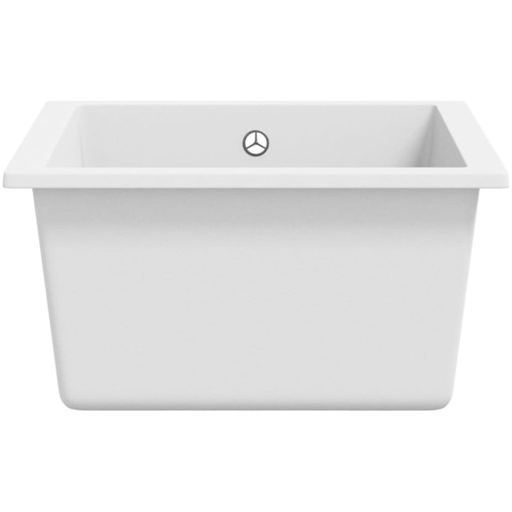 Diskho med bräddavlopp vit granit vidaXL 380 x 460 x 194 mm – bild 4