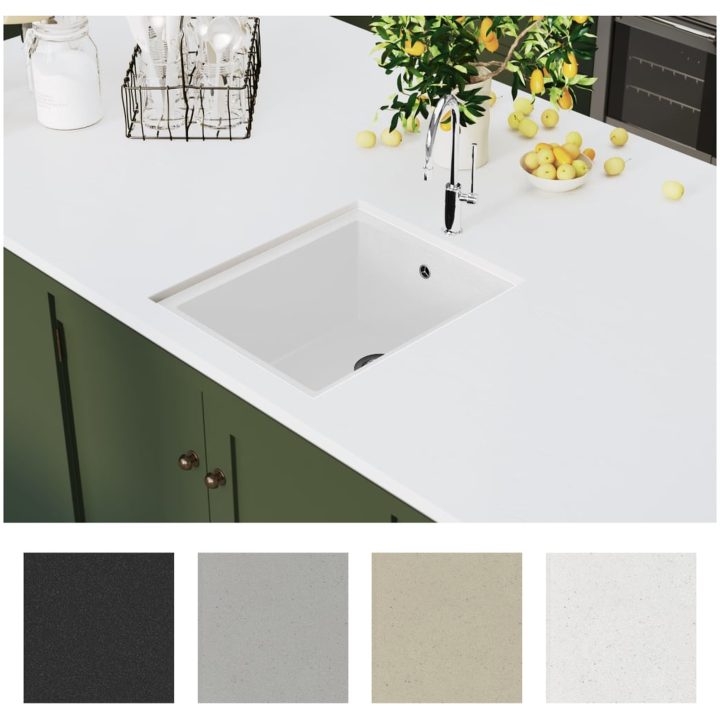 Diskho med bräddavlopp vit granit vidaXL 380 x 460 x 194 mm – bild 6