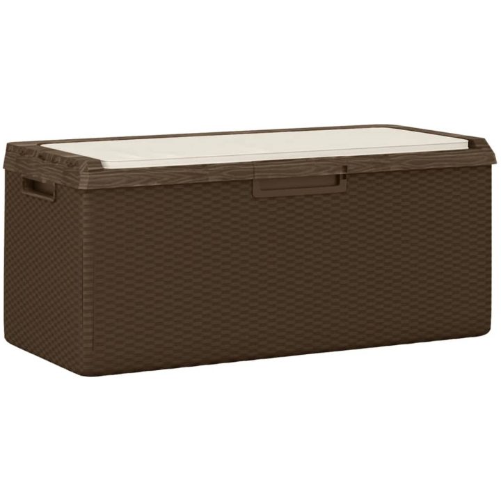 Dnybox med sittdyna brun 350 l PP vidaXL – bild 2