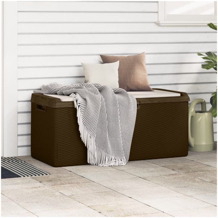 Dnybox med sittdyna brun 350 l PP vidaXL – bild 3