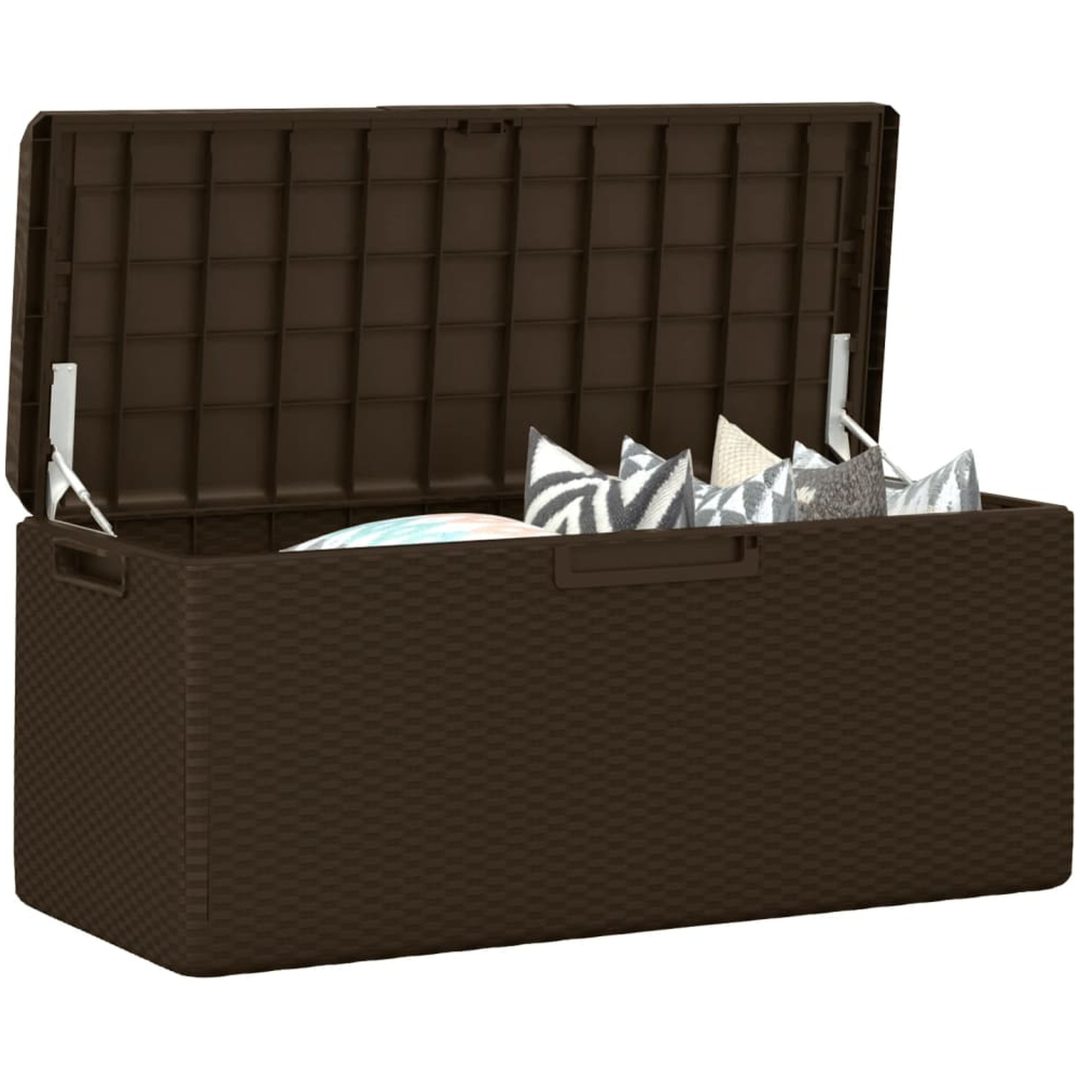 Dnybox med sittdyna brun 350 l PP vidaXL – bild 4