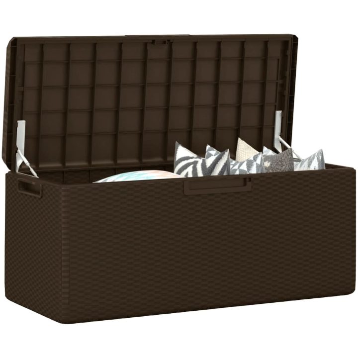 Dnybox med sittdyna brun 350 l PP vidaXL – bild 4