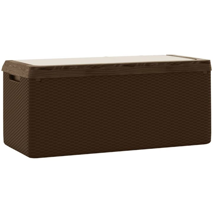 Dnybox med sittdyna brun 350 l PP vidaXL – bild 8