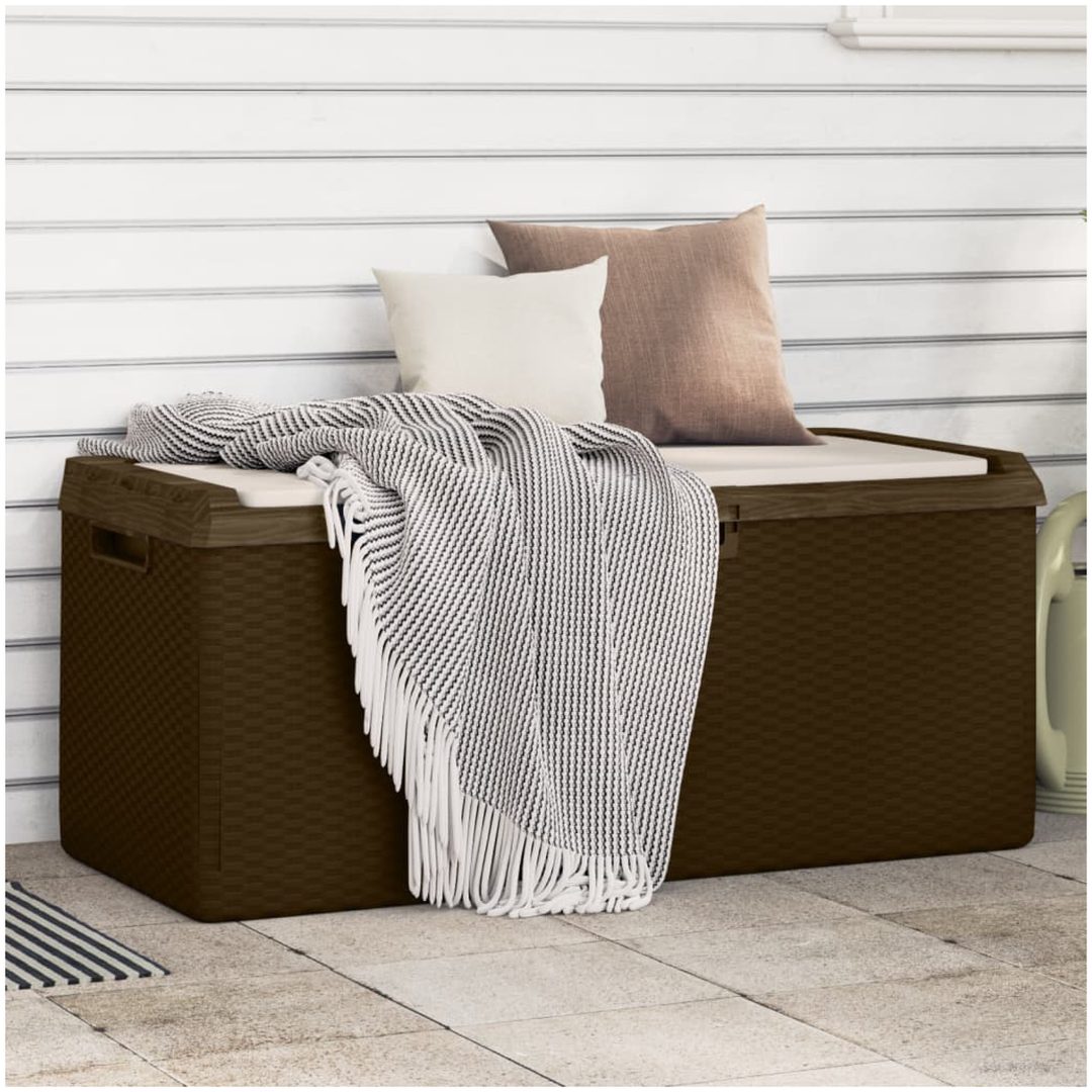 Dnybox med sittdyna brun 350 l PP vidaXL
