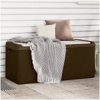 Dnybox med sittdyna brun 350 l PP vidaXL