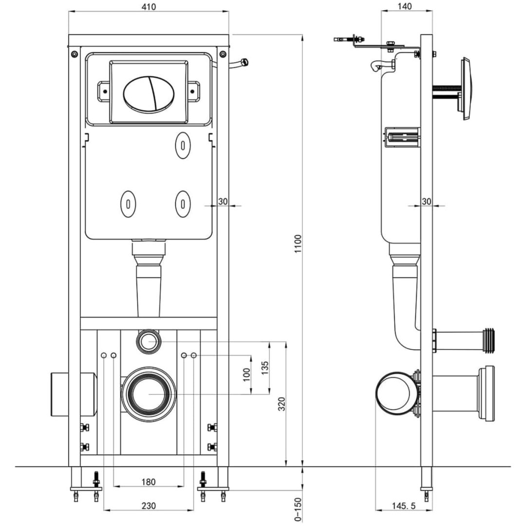 Dold hög cistern 11 L 41x14x(110-125) cm vidaXL – bild 7