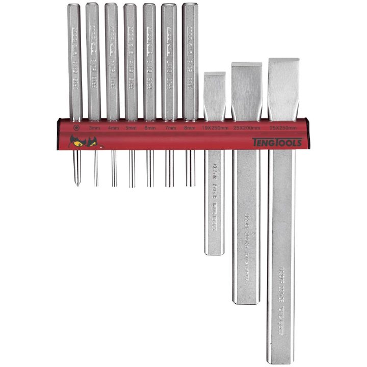 Dorn och mejselsats med väggställ WRPC10 Teng Tools DORN & MEJSELSATS 10 DELAR – bild 2