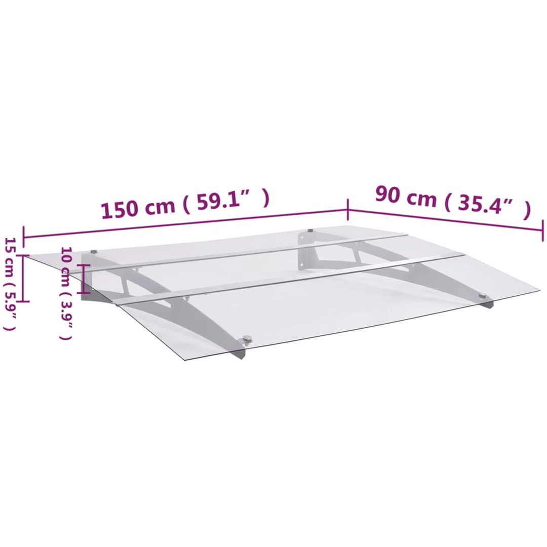 Dörrtak silver och transparent PET vidaXL 150 x 90 cm – bild 6