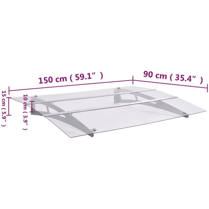 Dörrtak silver och transparent PET vidaXL 150 x 90 cm – bild 6