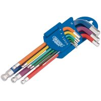 DRAPER Metric Coloured Hex and Ball End Key Set - 9 pieces
