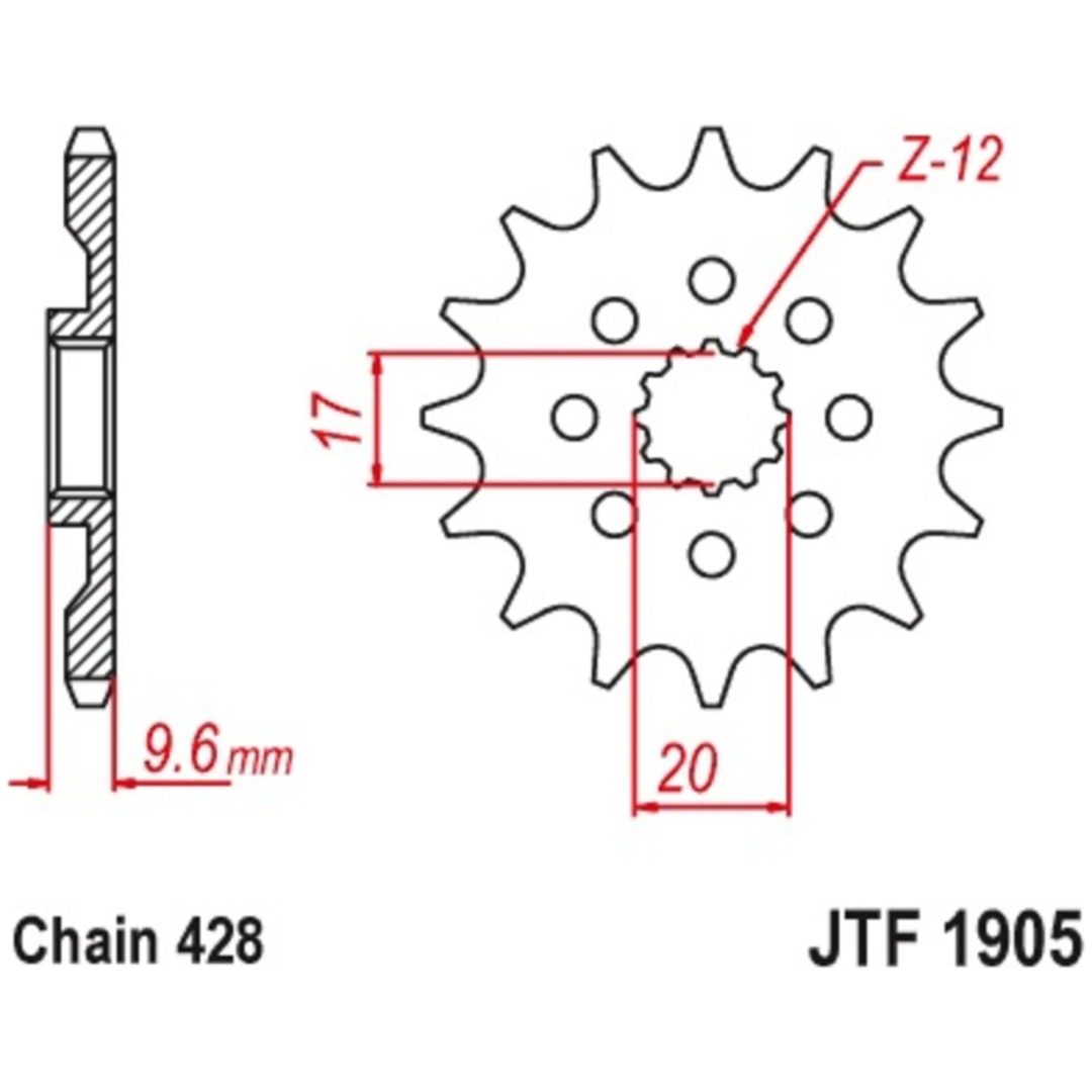 Drev Fram 1905 - 428 Stål Standard JT SPROCKETS