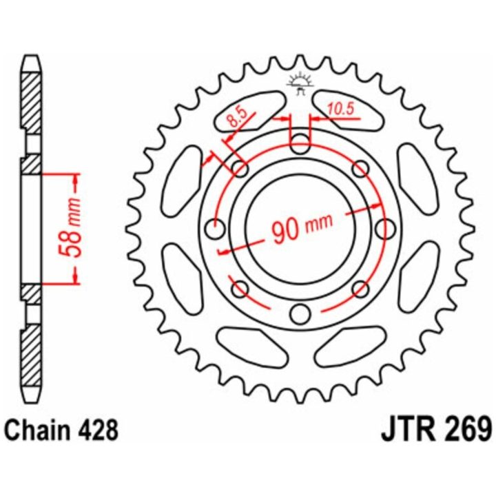 Drivpaket Förstärkt/standard JT CHAINS 428HDR 14/42 – bild 2