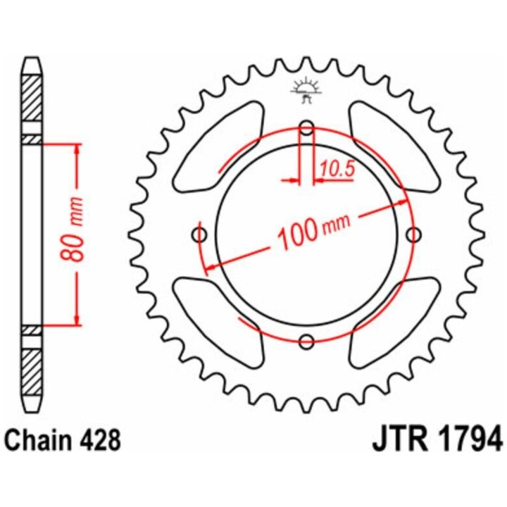 Drivpaket Förstärkt/standard JT CHAINS 428HDR 15/45 – bild 2