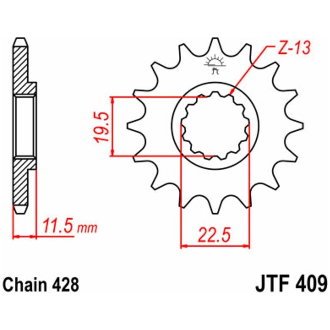 Drivpaket Förstärkt/standard JT CHAINS 428HDR 16/53 – bild 5