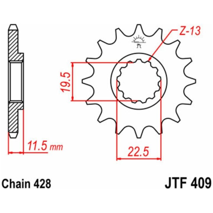 Drivpaket Förstärkt/standard JT CHAINS 428HDR 16/53 – bild 5