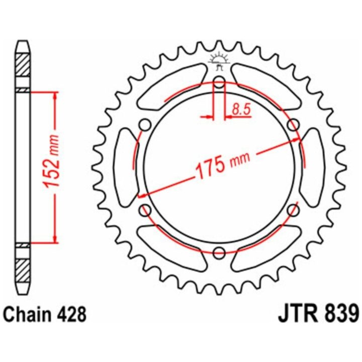 Drivpaket Förstärkt/standard JT CHAINS 428HDR 16/53 – bild 2