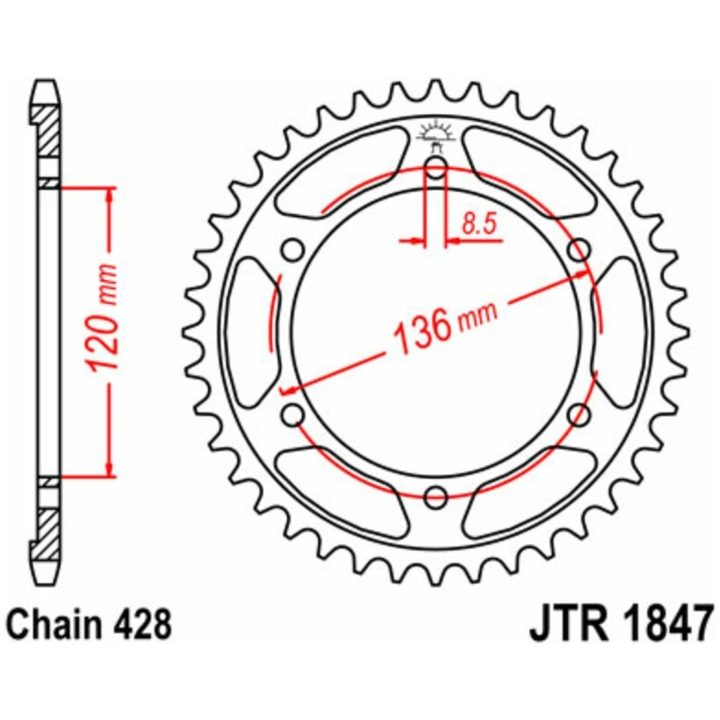 Drivpaket Förstärkt/standard JT CHAINS 428HDR 16/57 – bild 2