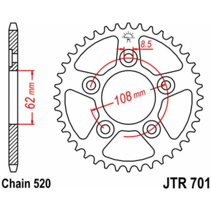 Drivpaket Förstärkt/standard JT CHAINS 520X1R 14/43 – bild 2