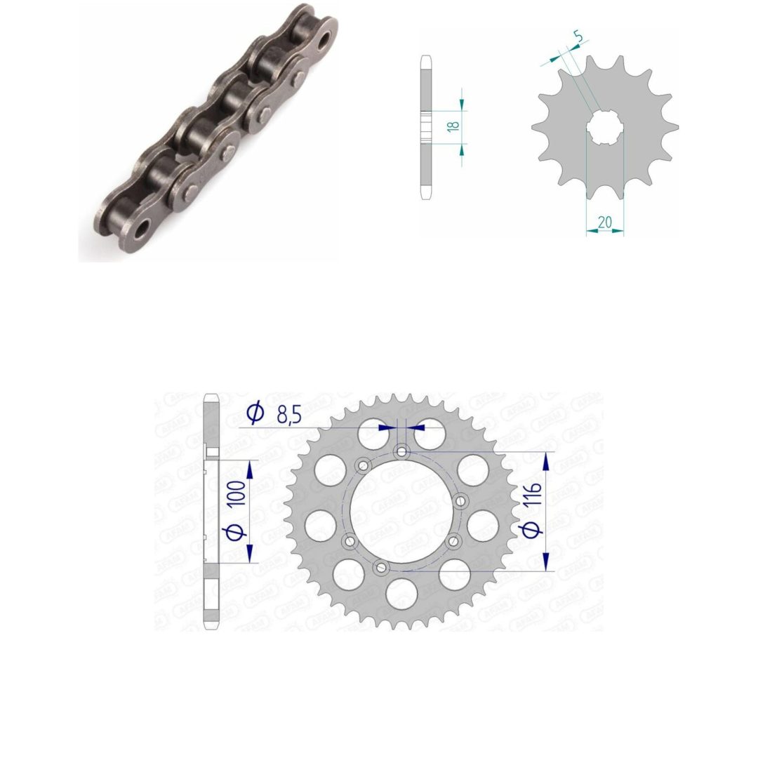 Drivpaket Förstärkt/ultralätt Hårdanodiserad AFAM 520M 11/41
