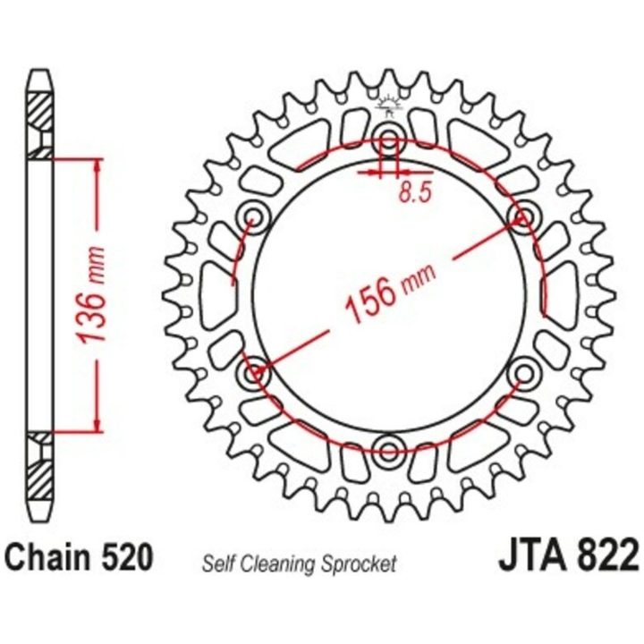Drivpaket Förstärkt/ultralätt Självrengörande JT CHAINS 520X1R 13/48 – bild 2