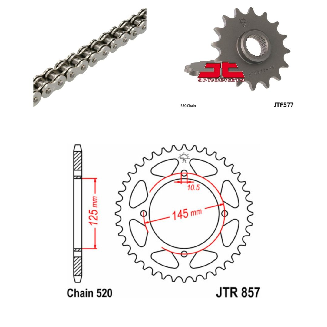Drivpaket Standard JT CHAINS 520X1R3 15/45