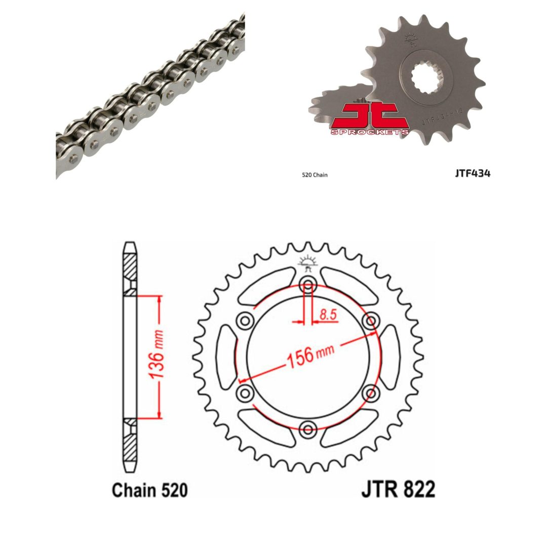 Drivpaket Standard JT CHAINS 520X1R3 16/44