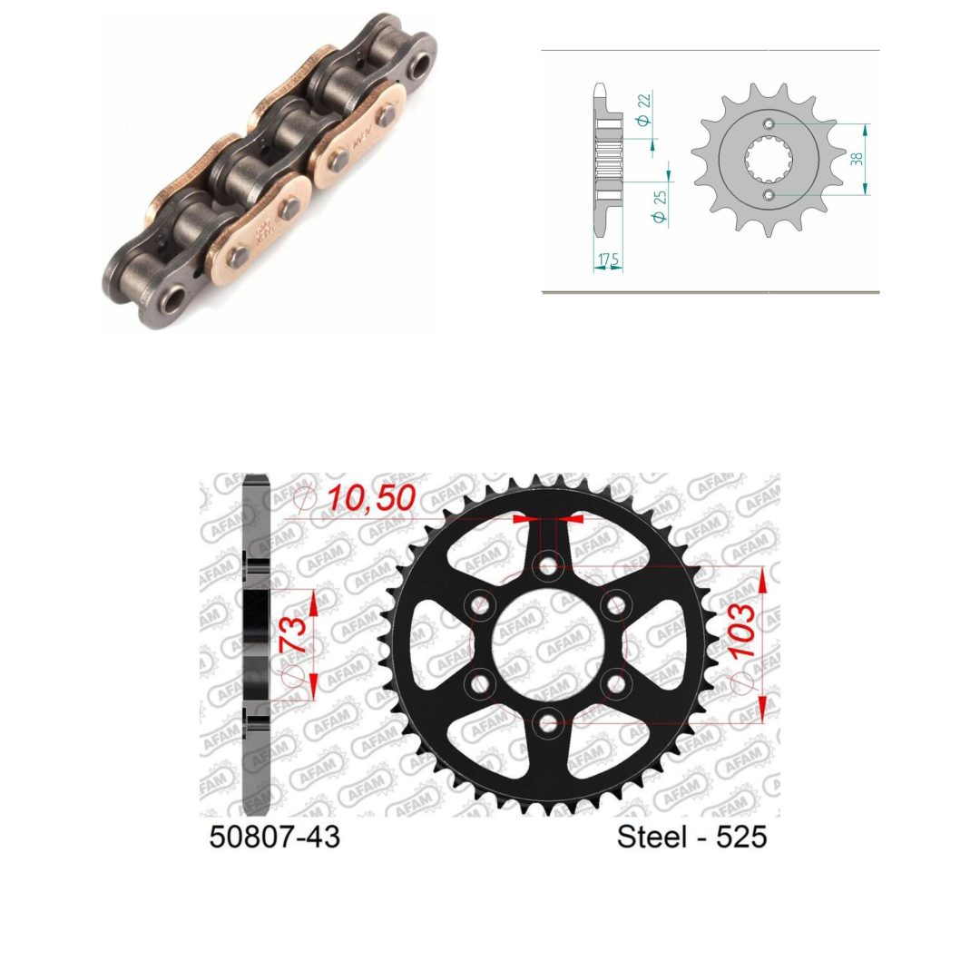 Drivpaket Superförstärkt/standard AFAM 525XHR3 15/43