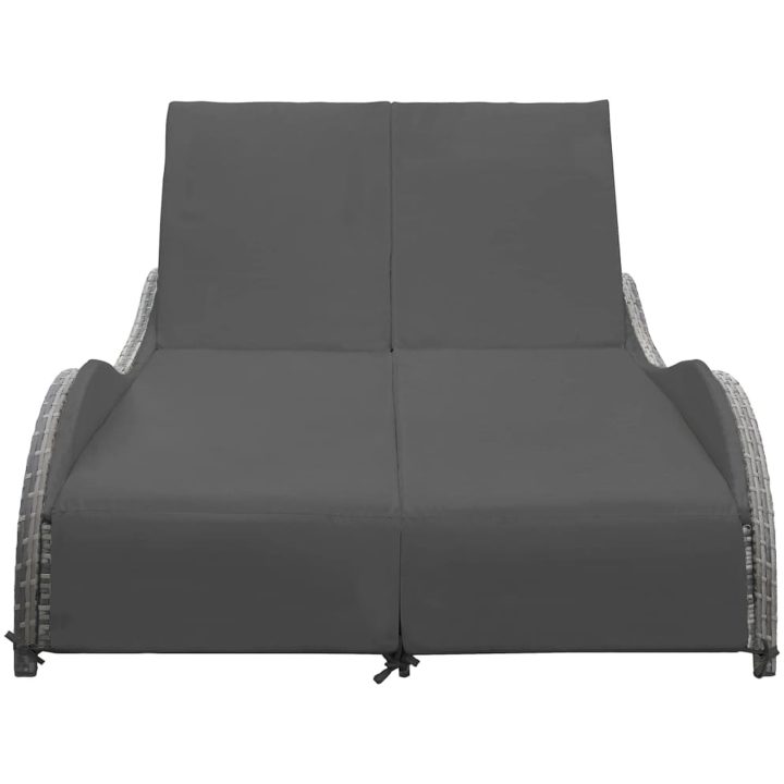Dubbel solsäng med dyna konstrotting antracit vidaXL 200 x 132 x 45 cm – bild 2
