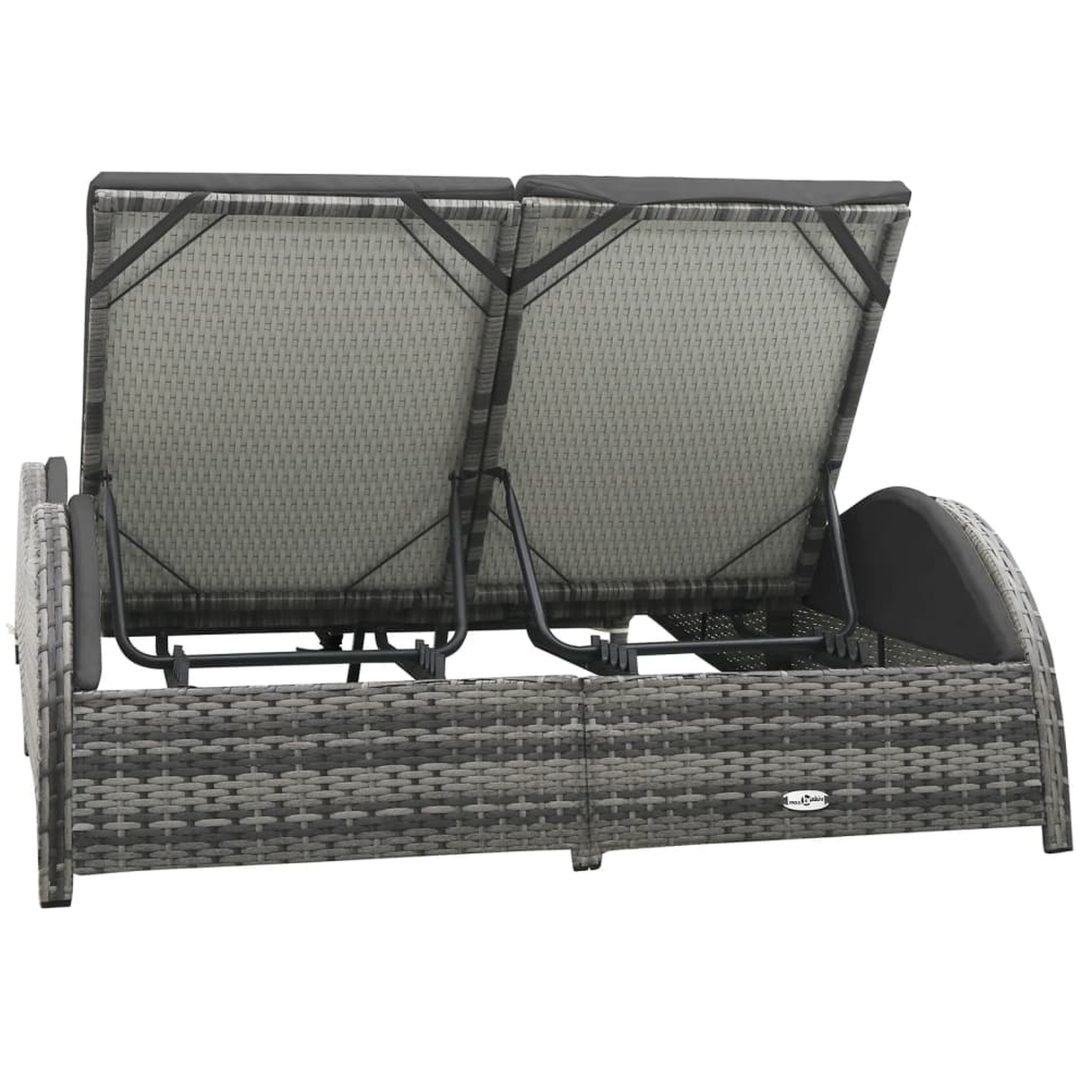 Dubbel solsäng med dyna konstrotting antracit vidaXL 200 x 132 x 45 cm – bild 3