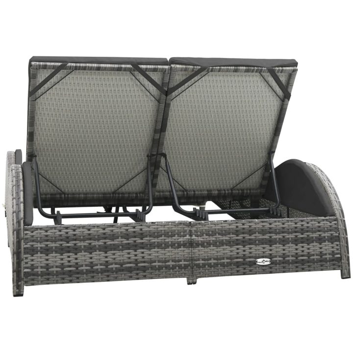 Dubbel solsäng med dyna konstrotting antracit vidaXL 200 x 132 x 45 cm – bild 3