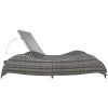 Dubbel solsäng med dyna konstrotting antracit vidaXL 200 x 132 x 45 cm – miniatyr 4